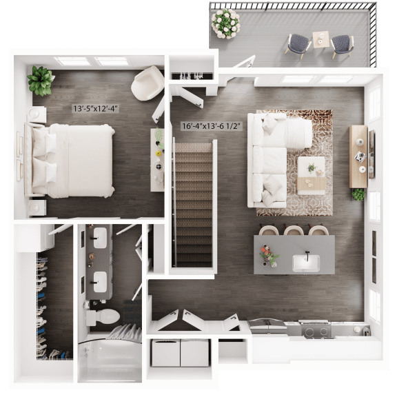 a floor plan of a bedroom with a bathroom and a living room