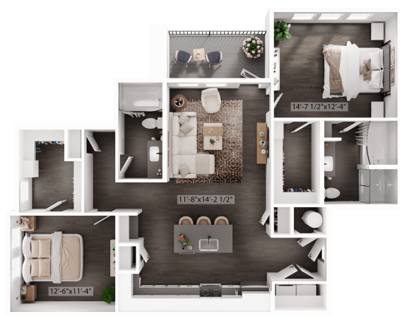 a floor plan of a house with a bedroom and a living room