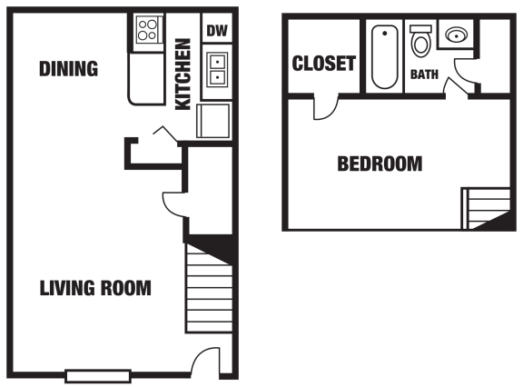 a floor plan of a living room and a bedroom