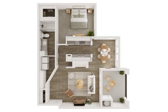 a floor plan of a bedroom with a living room and a dining room