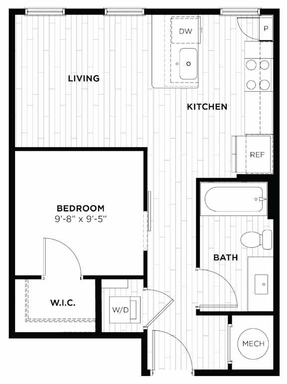 a floor plan of a small house with a kitchen and a living room