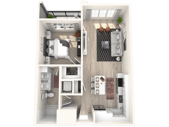A12 floor plan of a one bedroom apartment at Altis Grand Suncoast, Florida, 34638