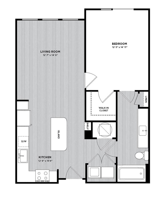 A2 1 Bed 1 Bath 773 Sq. Ft.. Floor Plan at The Parker at Maitland Station in FL, 32751
