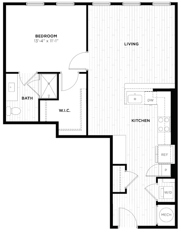 a schematic diagram of the upper floor of a 555 sq ft floor plan