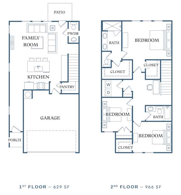 a floor plan of a house with two floors and a garage