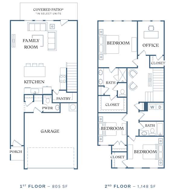 a floor plan of a house with two floors and a garage