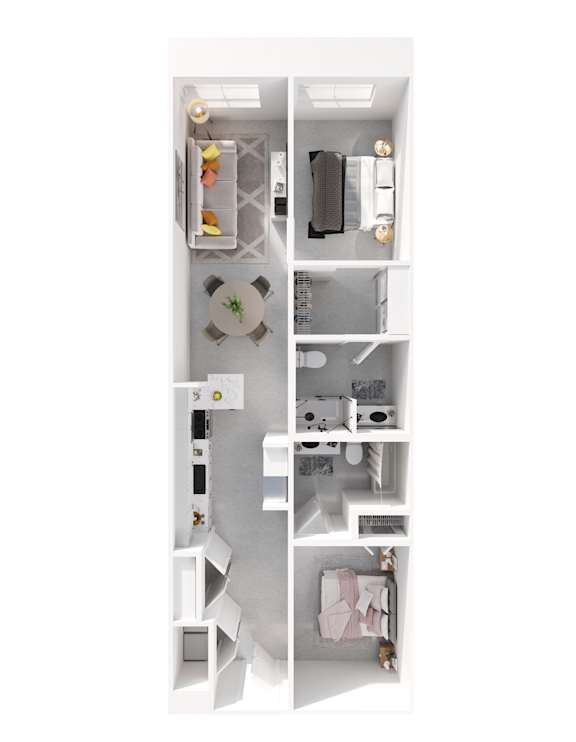 A white kitchen with a refrigerator, microwave, oven, sink, and other appliances.
