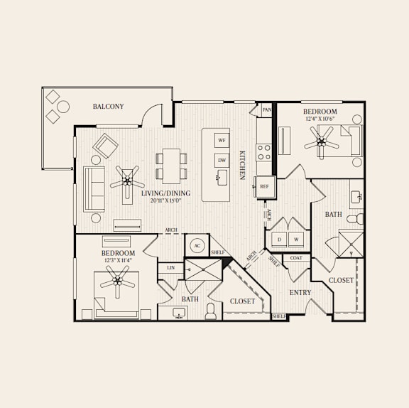 A black and white floor plan of a house with labeled rooms and dimensions.