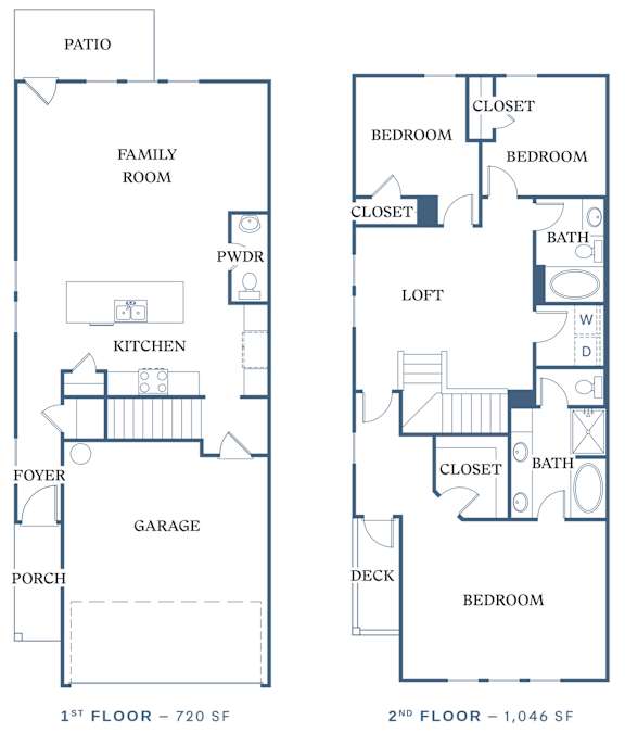 a floor plan of a two story house with a garage and a balcony