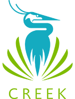 A blue shape is in the middle of two green shapes.