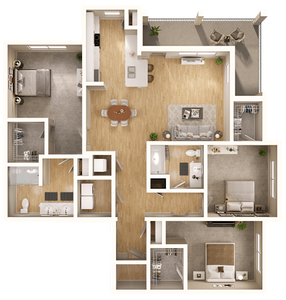 A floor plan of a house with a kitchen, living room, and bathroom.