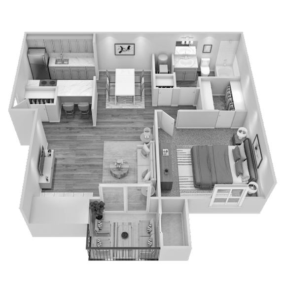 A black and white image of a house layout.