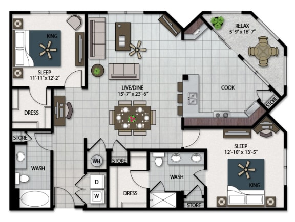 a floor plan of a house with bedrooms and baths