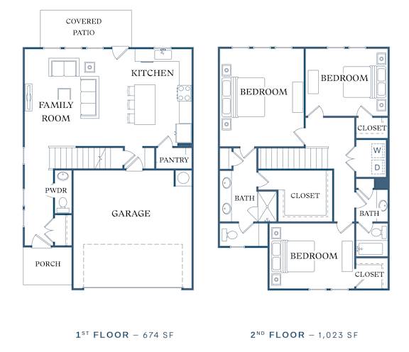 the floor plans for the two floor house plans with bedrooms and baths and a garage