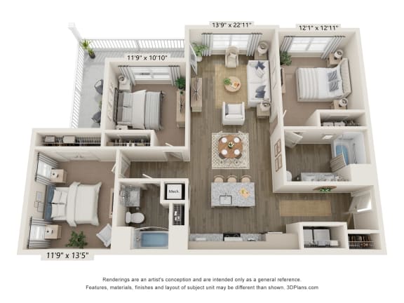a 1 bedroom floor plan  sierra  2100 sq ft