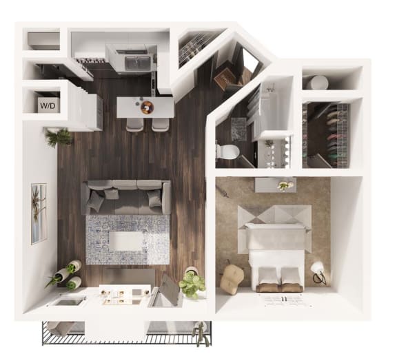 a floor plan of a studio apartment