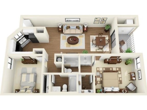 B2 2 Bedroom 2 Bath Floor Plan at Coral Club, Bradenton