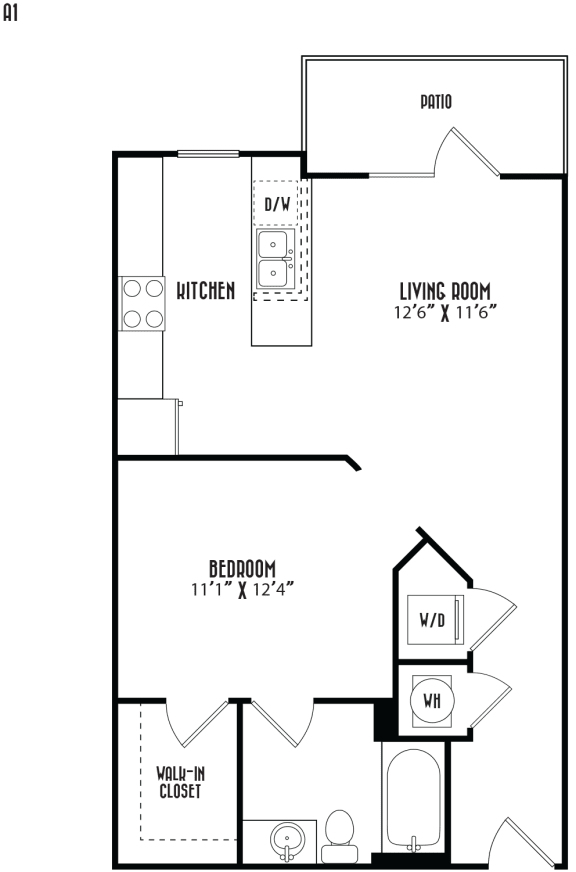 the floor plan of a small house with a bedroom and a living room