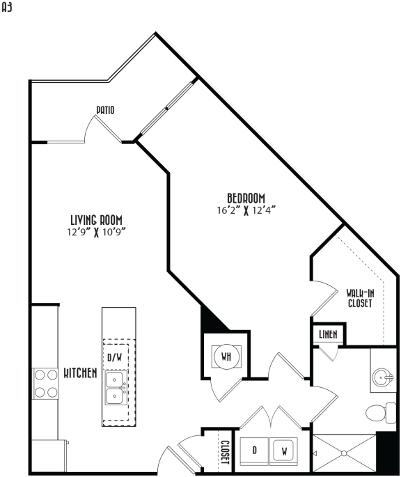 the floor plan of a 420 sq ft floor plan with a bedroom and a bathroom
