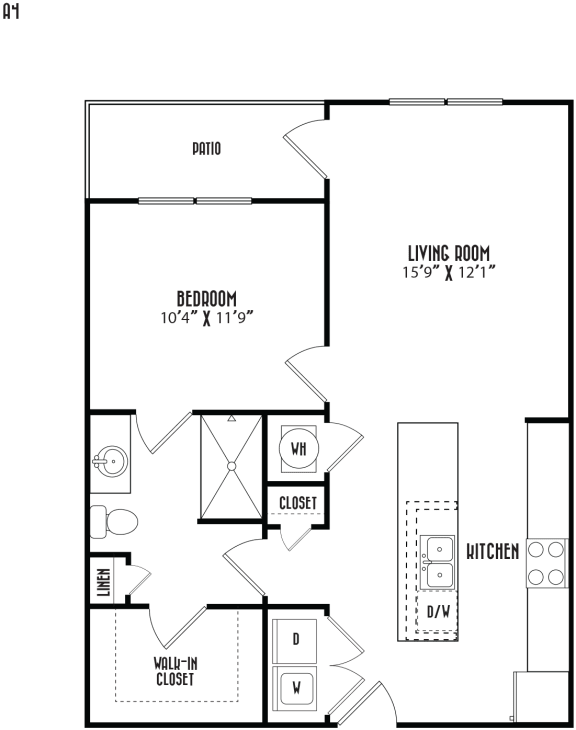 the floor plan of a bedroom apartment with a bedroom and a living room