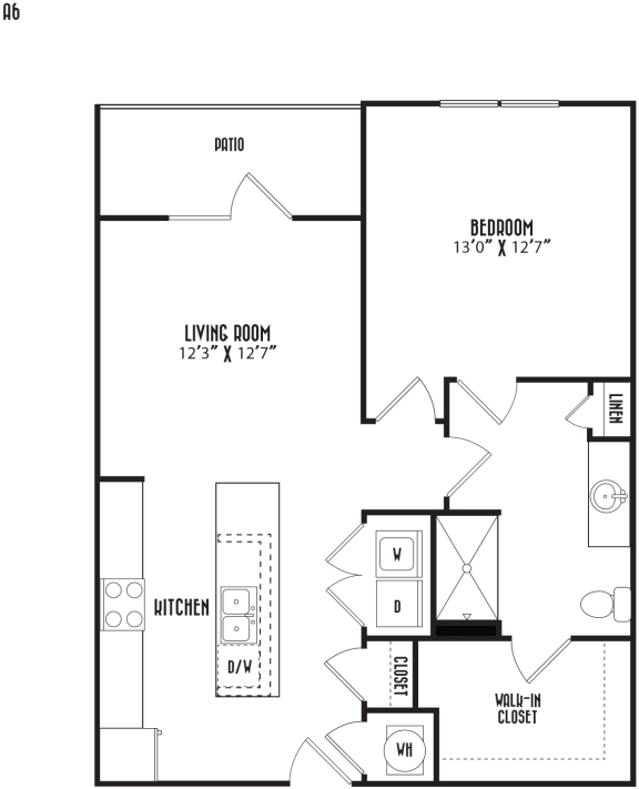 the floor plan of a bedroom apartment with a bathroom and a living room