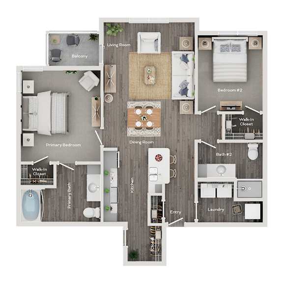 A floor plan of a house with a living room, dining room, kitchen, and multiple bedrooms.