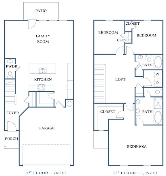 a floor plan of a two story house with a garage and a kitchen
