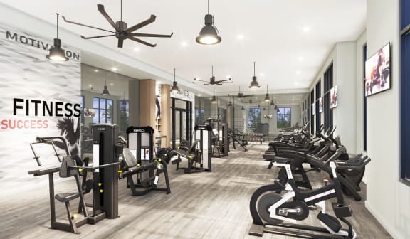 a gym with cardio machines and other exercise equipment at Altis Grand Suncoast, Land O' Lakes, 34638