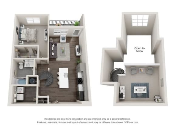 a floor plan with two bedrooms and two bathrooms