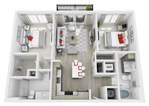 a 3d floor plan of a apartments at Altis Grand Central, Florida