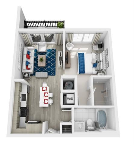 a bedroom with a bed a mirror and a sink at Altis Grand Central, Tampa, 33606