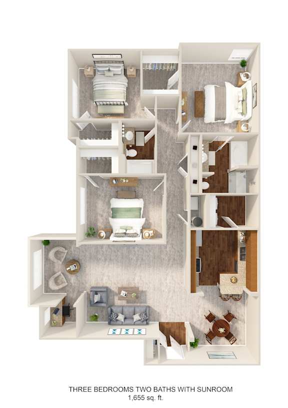 A 1,655 square foot home with three bedrooms and two bathrooms.