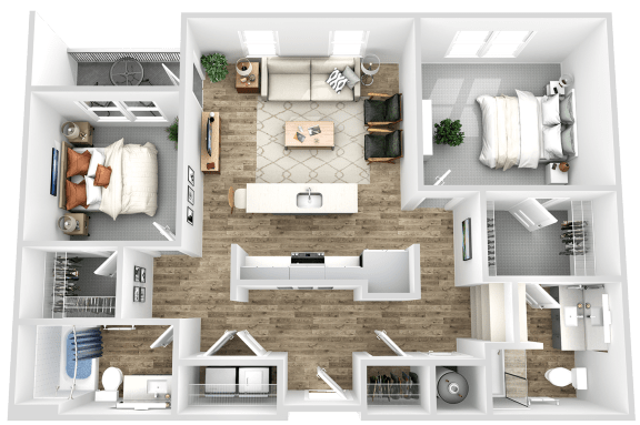 a floor plan of a house with bedrooms and a living room
