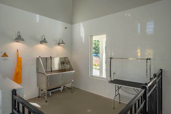 A kitchen area with a stainless steel sink and a window.
