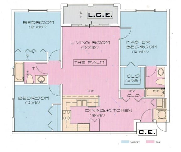 A floor plan of a house with labeled rooms and dimensions.
