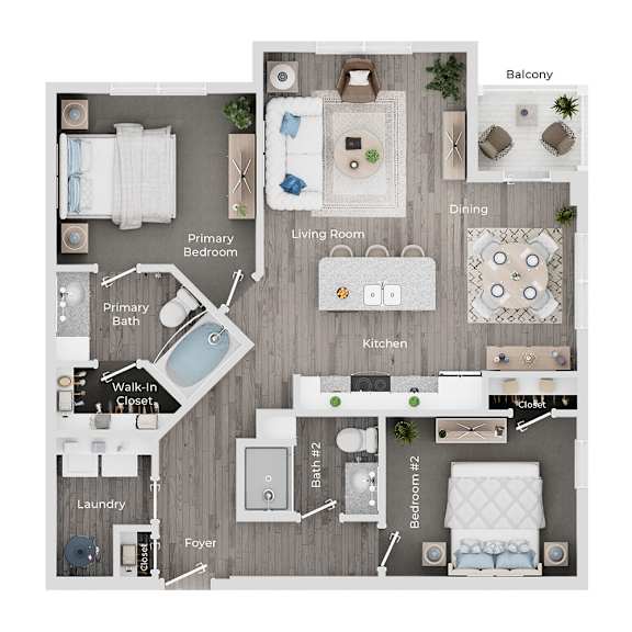 A floor plan of a home showing the layout of the rooms.