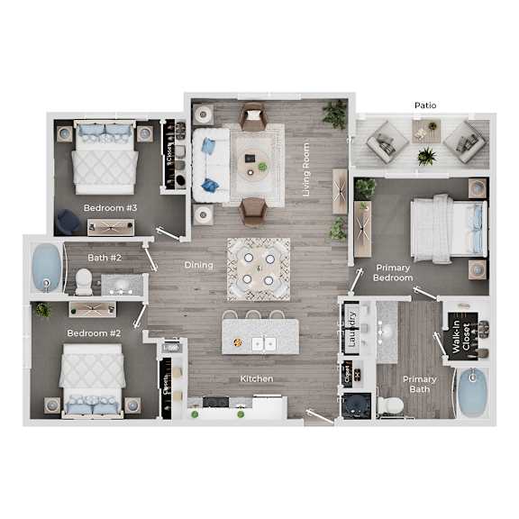 A floor plan of a house showing the layout of the rooms.