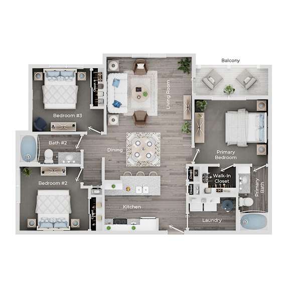 A floor plan of a house showing the layout of the rooms.