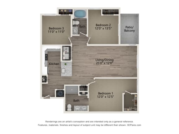 a floor plan of a studio apartment with a bedroom and a living room