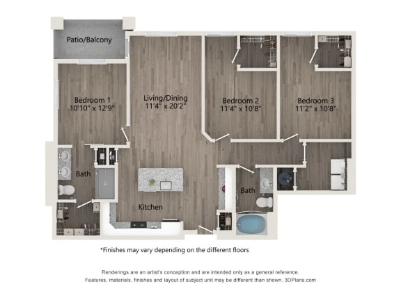 a rendering of a floor plan with different floor tiles
