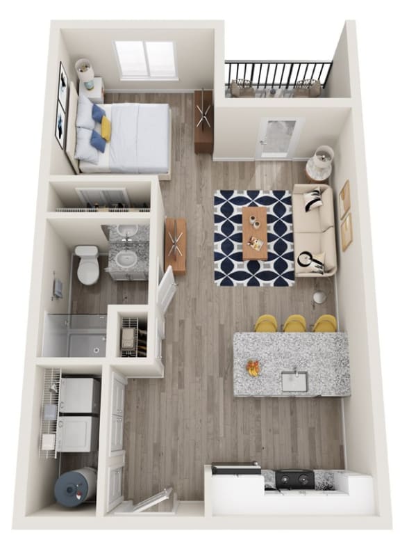 a 2 bedroom floor plan with a bathroom and a living room