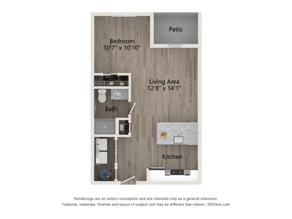 undo floor plan  studio with 1 bedroom and 1 bath  978 square feet