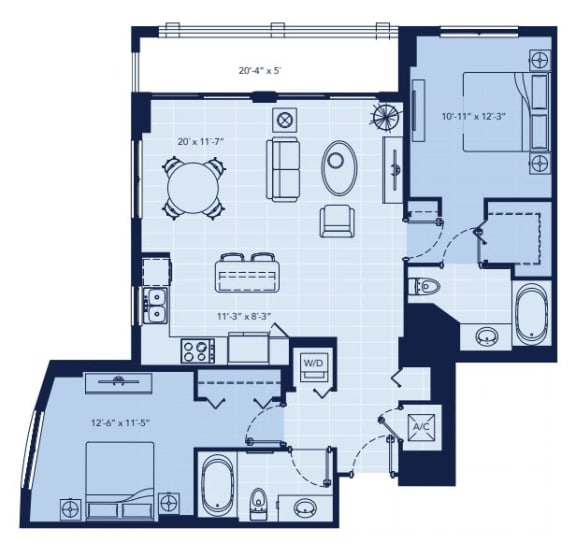 a blue and white floor plan of a house at Regatta at New River, Florida