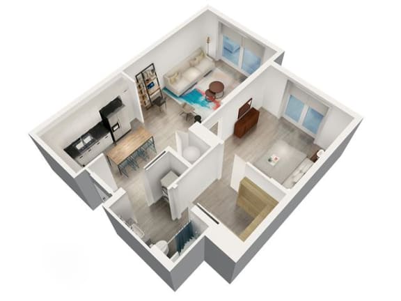 a floor plan of a home with a living room and a dining room at Saba Pompano Beach, Pompano Beach, 33062