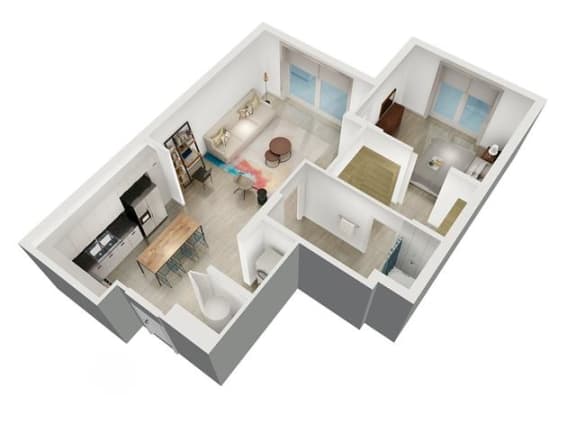 a floor plan of a home with a bathroom and a kitchen at Saba Pompano Beach, Pompano Beach, 33062