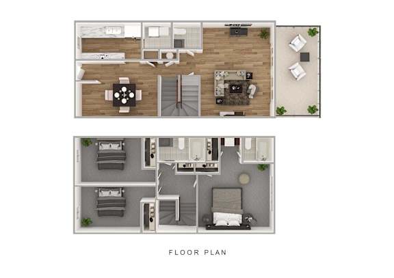A floor plan of a two-story residential building.