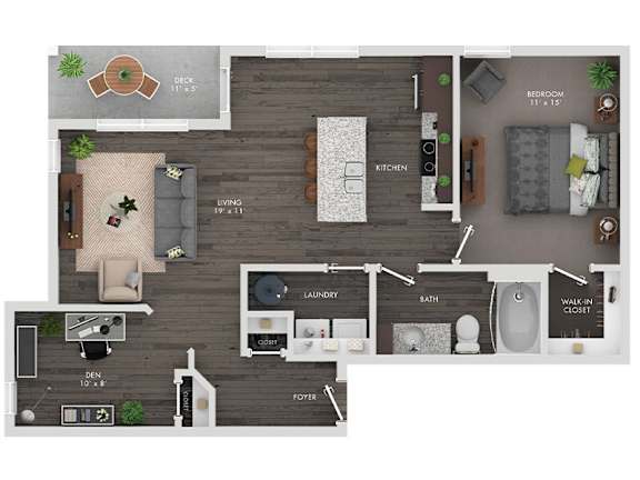 A floor plan of a house with a living room, kitchen, and bathroom.