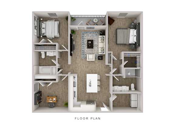 A floor plan of a small apartment with a kitchen, living room, and bathroom.