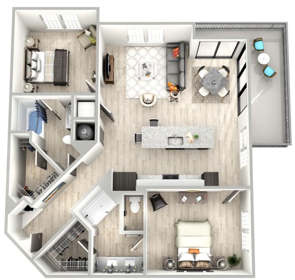 a floor plan of a bedroom with a bathroom and a living room