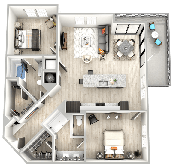 a floor plan of a 2 bedroom apartment with a bathroom and a living room